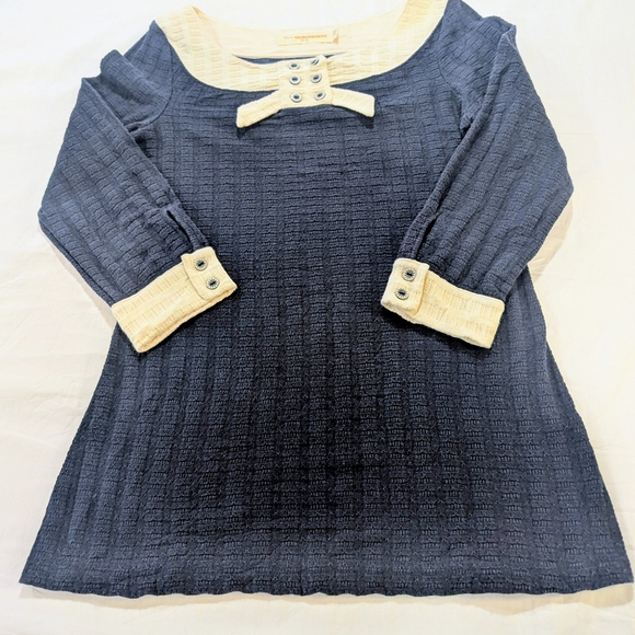 Anthropologie Pilcro Navy Cream Coastal Tunic Top  Nautical Quiet Luxury Medium - Picture 10 of 11